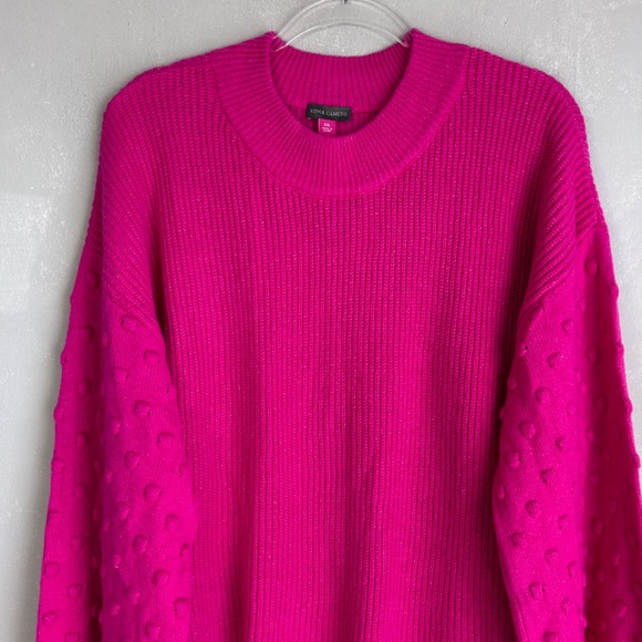 Vince Camuto size XXL knit sweater bobble stitch sleeve pink cotton blend NEW - Picture 3 of 13